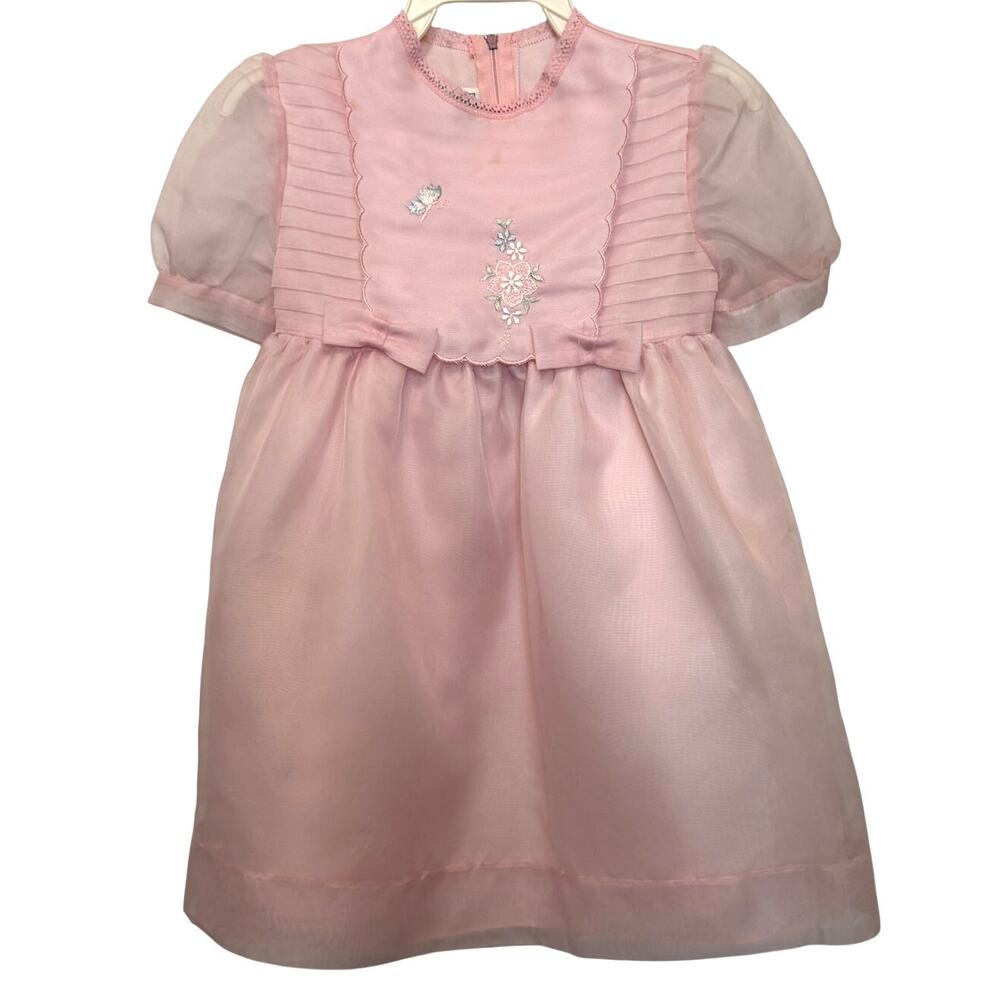 Vintage JCPenney Wildflower Collection Dress Pink Chiffon 6X